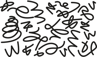 Abstract colorful scribble lines on black background in a playful, energetic style. Vibrant hand-drawn curves ideal for digital art, posters, and creative design. Fun, modern, and eye-catching visual.