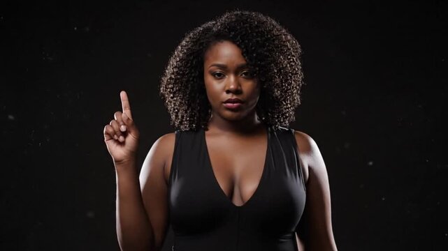 Strong Black Woman Making a Point with Raised Finger