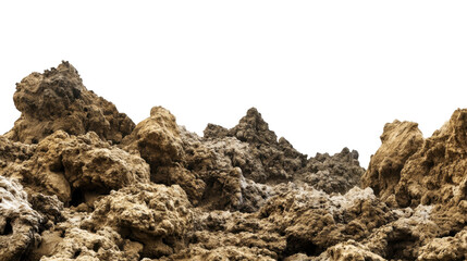 Intricate Natural Rock Formation with Rugged Texture and Earthy Tones on a Transparent Background