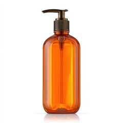 Amber Glass Pump Bottle for Liquid Soap Shampoo Lotion Dispenser Packaging Mockup