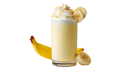 Refreshing Banana Milk Drink isolated on white