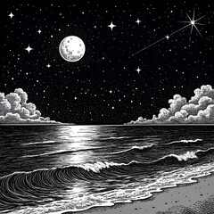 moon on the sea