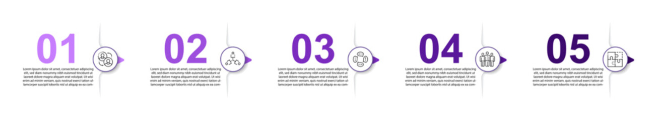  Infographic template, five options, linear flow, sequential steps, project plan, training, instruction, progress display