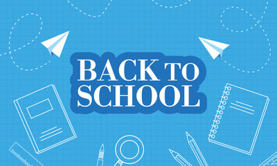 Back to school. Educational concept background design with school supplies. Vector illustration.