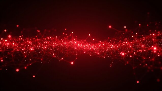 Fractalized surveillance network visualized as pulsating red latticework