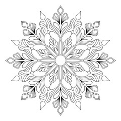 vector illustration of a  mandala flower coloring page