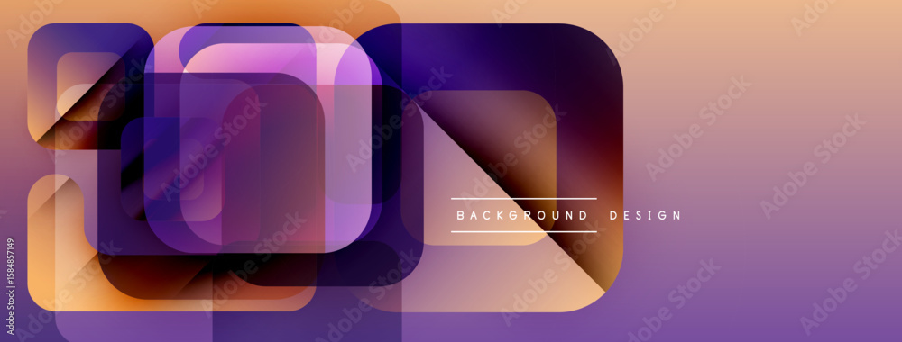 Fototapete abstract geometric shapes overlap, creating vibrant gradient effect. soft purple, orange hues domina