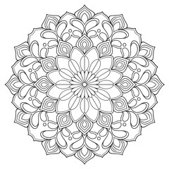 vector illustration of a  mandala flower coloring page