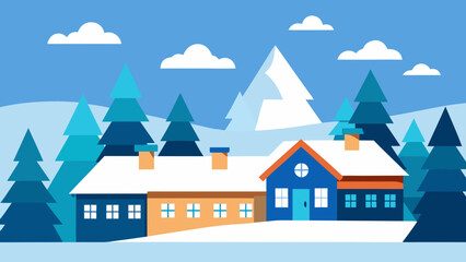 Fototapeta premium winter suburban scene snow covered roofs