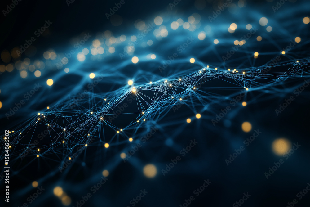 Aufkleber cyber big data flow. blockchain data fields. network line connects to stream. concept of ai technolo