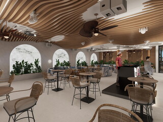 beach club en el mar mediterraneo . restaurante de playa 