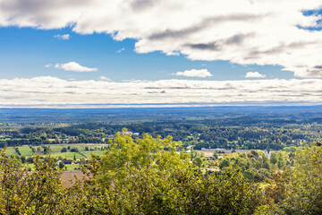 Beautiful landscape view above the treetops at the countryside