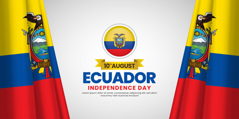 Ecuador flag for independence day banner background with blank space area