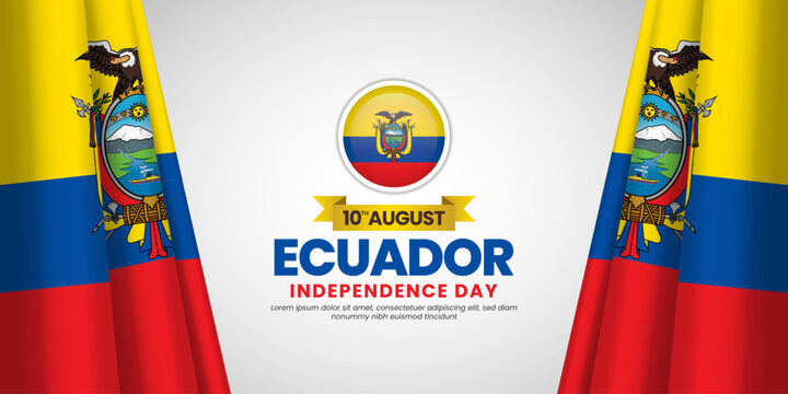 Ecuador flag for independence day banner background with blank space area