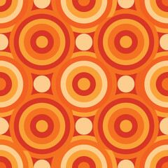 Seamless orange Bauhaus circle pattern background wallpaper