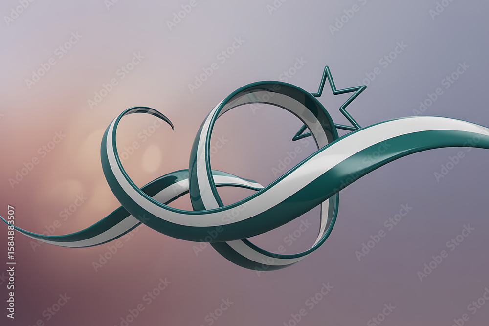 Fototapete a flowing ribbon design features a star, creating an abstract element that is suitable for artistic 