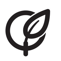 Black leaf and circle emblem vintage Art logo