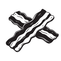 Crispy bacon strips crossed vintage art food breakfast