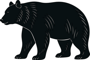 Vintage linocut style walking bear, ideal for outdoor and wilderness designs.