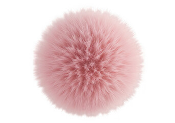 Fluffy pink pompom, soft ball isolated on transparent background