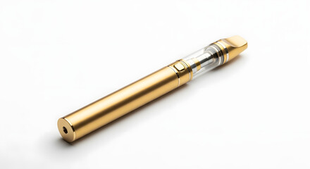 Gold Vape Pen on White Background