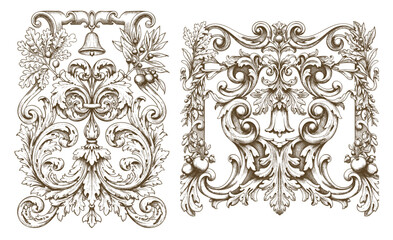 Luxury decorative vector elements set, rococo and baroque style, vintage luxury royal vignette
