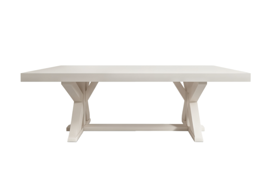 Modern wooden dining table with clean lines and minimalist design, isolated on transparent background in high resolution PNG format, ideal for digital interior design cutouts and furniture mockups
