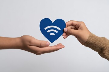 Embracing digital connection through heart-shaped symbol of wired love signifying emotional engagement in modern technology and human relationships captured with clarity