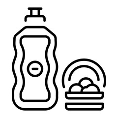 A linear style icon representing dish soap 