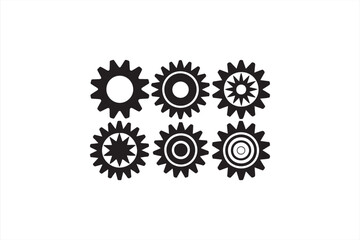 Gear Icons with Multiple Designs for Industrial Mechanisms