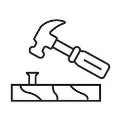 Line icon representing repair or fixing process, commonly used in construction or maintenance visuals. editable strokes. vector illustration