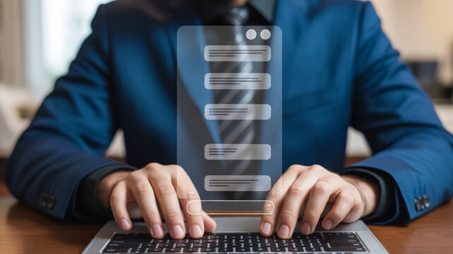 AI customer support for ecommerce. Businessman chatbot artificial intelligence customer support technology digital communication. AI for service