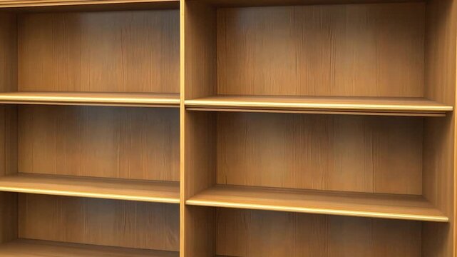 Wooden bookcase with multiple shelves