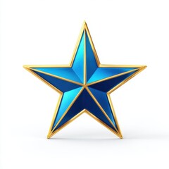 Metallic Blue and Gold Five Pointed Star 3D Render