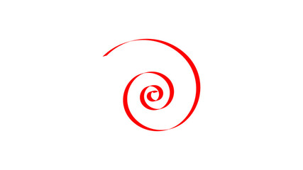 A simple red spiral shape with a smooth curve isolated on transparent background