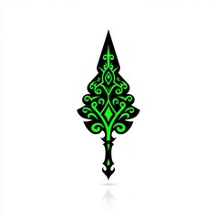 Neon Green and Black Ornate Pixel Sword Illustration
