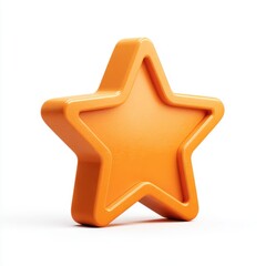 Orange 3D Star Icon on White Background