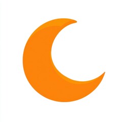Orange Crescent Moon on White Background