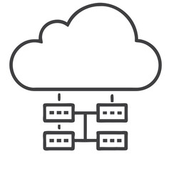Cloud data center icon for websites, blogs, clipart, IT infrastructure, technology, educational and awareness materials, presentations