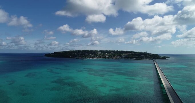 Aerial View｜Kouri Island Under a Bright Blue Sky