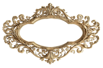 Elegant modern wall mirror with ornate frame design, isolated on transparent background in high resolution PNG format, ideal for digital interior design mockups and home decor visualizations