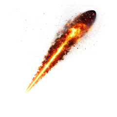 Fiery meteor blazing through the dark night sky with intense heat and bright trailing flames