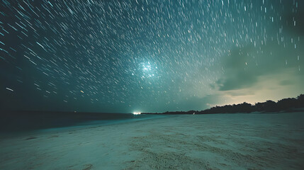 Stargazing Event, Night Sky, Coastal Beach, Photography, Tranquil Ocean, Wide Angle, Celestial Wonders