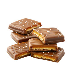 Delicious gourmet chocolate caramel squares with sea salt for dessert and snack enthusiasts