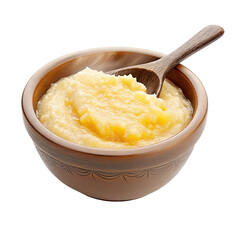 Creamy butter mashed potatoes served in a wooden bowl with spoon comfort food rustic healthy