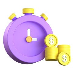Stopwatch Money 3D Icon colorful style