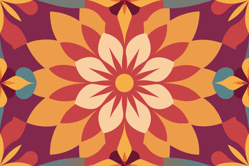 minimal mandala style flowers in symmetric repeat