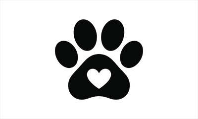 Cute paw print animal pet footmark silhouette