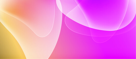 Abstract background features flowing shapes, vibrant colors. Pink, orange, yellow hues blend seamlessly creating soft gradients. Modern design.