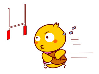 ラグビーをするひよこ © twomoons
